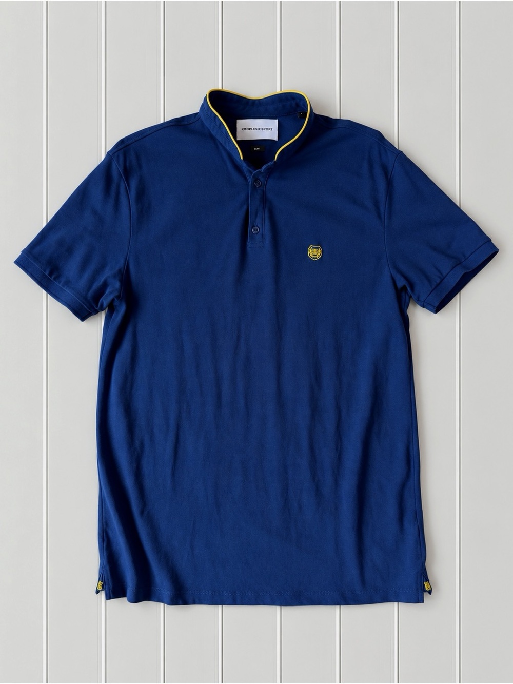The Kooples Men Navy Blue Pique Cotton Fitted Shirt LARGE Preppy Contemporary